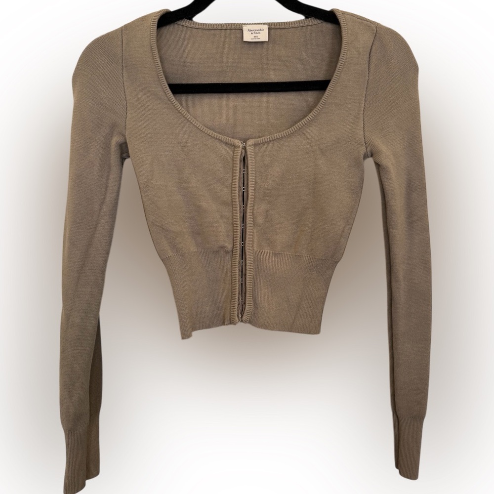 Abercrombie & Fitch Women's Khaki Green Hook-and-Eye Top